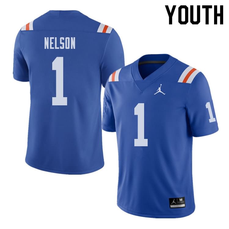 NCAA Florida Gators Reggie Nelson Youth #1 Jordan Brand Alternate Royal Throwback Stitched Authentic College Football Jersey KWG4064PE